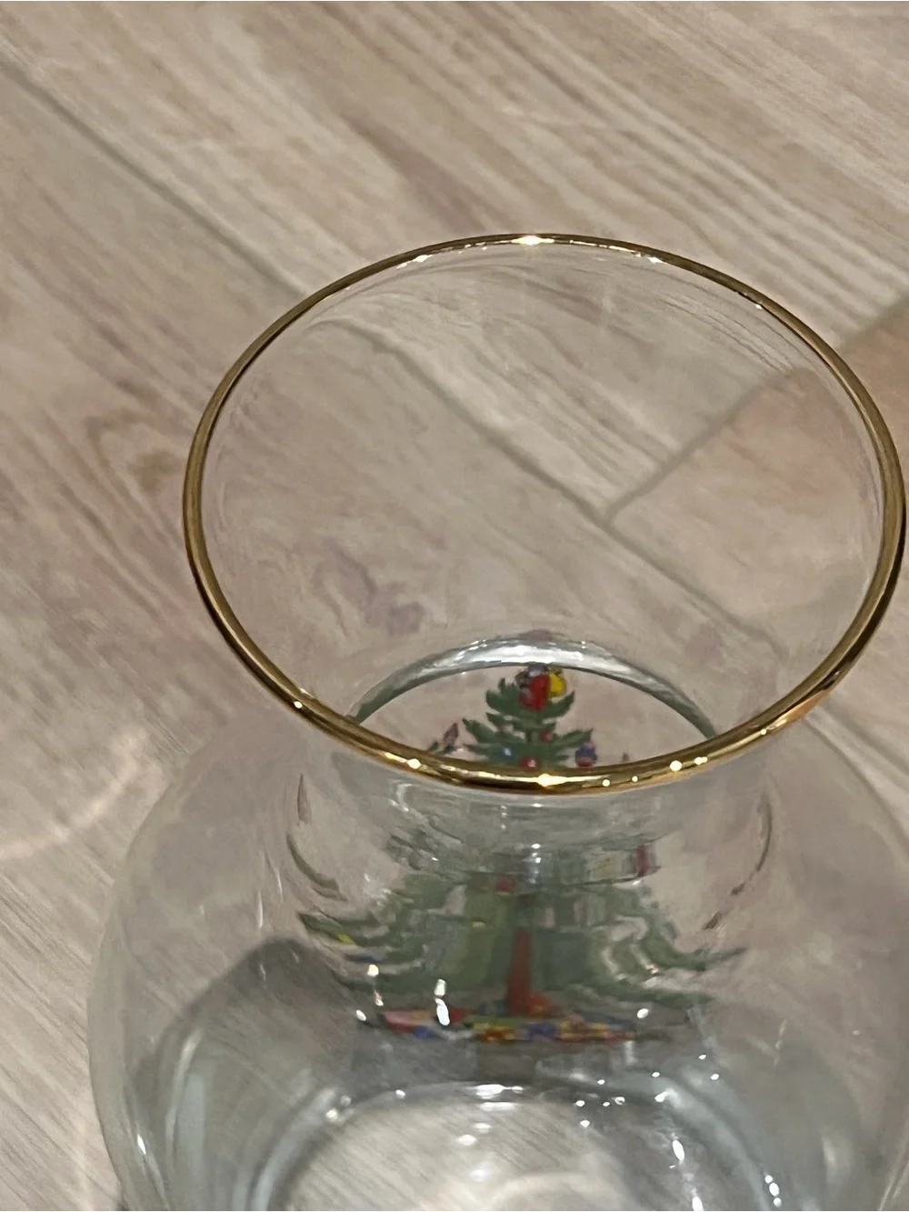 SPODE CHRISTMAS TREE GLASS CARAFE GOLD TRIM
